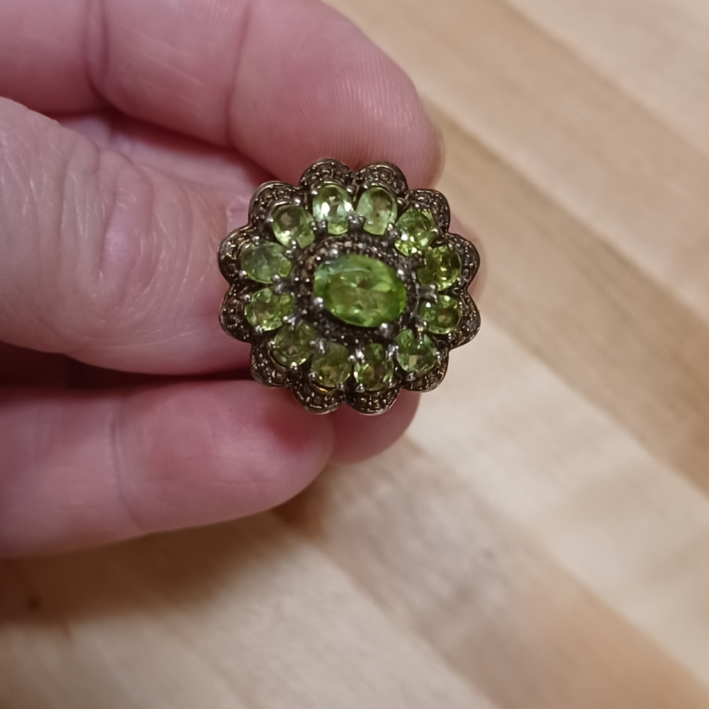 Sterling Peridot Statement Ring - image 3